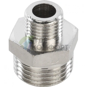 Ниппель STOUT НН переходной 1/2 x 1/4 никелированный - фото 2