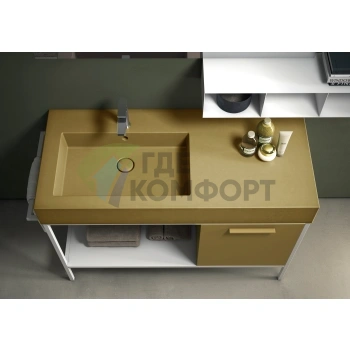 Раковина GLOBO Incantho с крылом слева подвесная (1160х510 мм) без отверстия под смесительитель цвет visone - фото 1