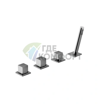 Смеситель Fantini Mint для борта ванны с ручным душем (2 входа, 4 отверстия) (34 93 F167) - фото 1