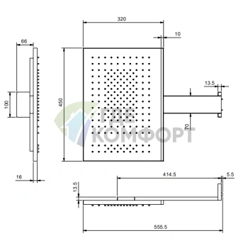 Верхний душ Fantini Acquafit 30x45 см со светодиодной подсветкой и хромотерапией в цвете «Полированная нержавеющая сталь» (79 38 K031B) - фото 2