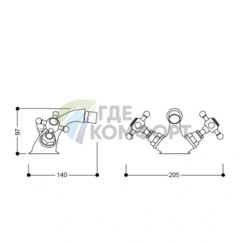 Kerasan Retro: Стильный смеситель для биде в золотом исполнении (739091 oro) - фото 2