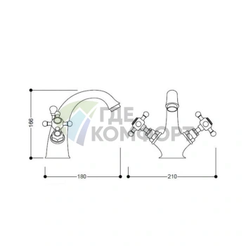 Смеситель для раковины Kerasan Retro в золотом цвете с гибкой подводкой (738991 oro) - фото 2