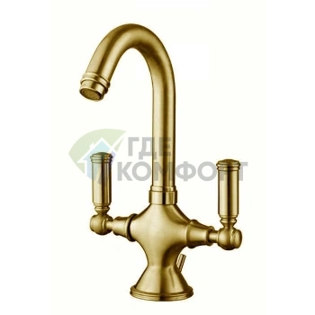 Смеситель для раковины Bossini Liberty золотой с поворотным изливом (Z001301.021) - фото 1