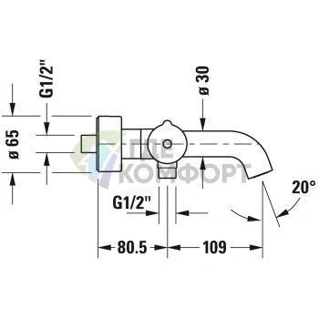 Термостатический смеситель для ванны Duravit C.1 настенный с запорным переключателем, хром (C15220000010) - фото 2