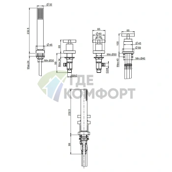 Смеситель для ванны FIMA Carlo Frattini Maxima без излива с душевым комплектом, хром (F5314/2CR) - фото 2