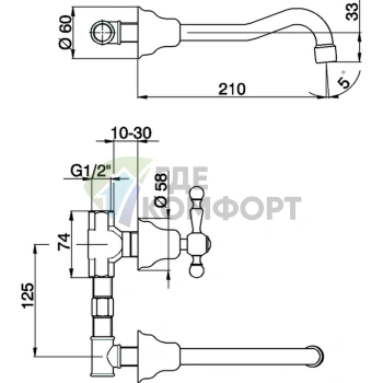 Роскошный золотой смеситель CISAL Arcana America для настенного монтажа (AA00351024) - фото 2