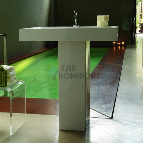 Раковина KERASAN Cento 80х45 подвесная c 1отв под смесительитель белая с колонной - фото 2