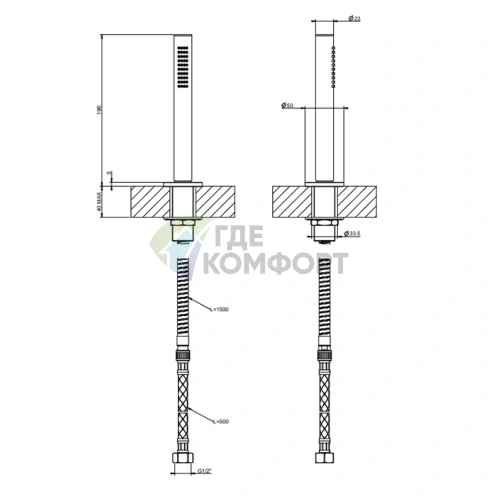 Gessi Ingranaggio Душевой комплект на борт ванны Black Metal Brushed PVD (63327#707) - фото 2