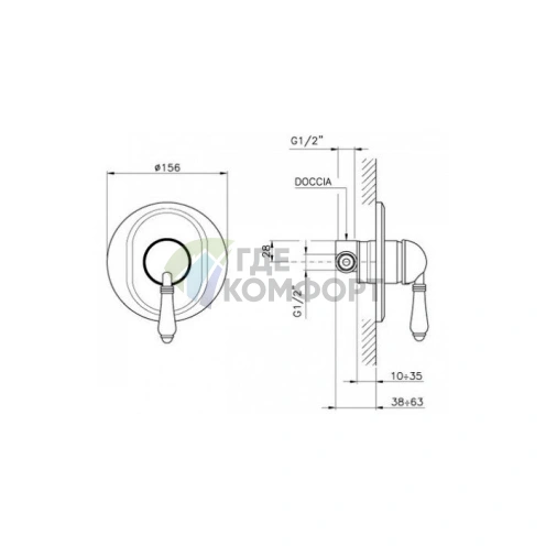Встраиваемый смеситель для душа Nicolazzi El Capitan, 1 источник, бронза (3406BZ75) - фото 2