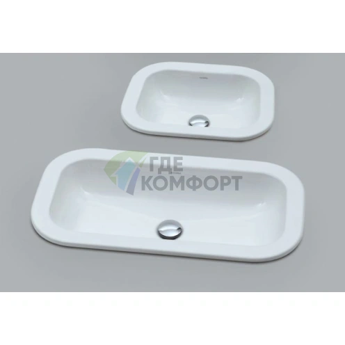 Встраиваемая раковина AZZURRA GLAZE 69x38 см без отверстия, белая - фото 2