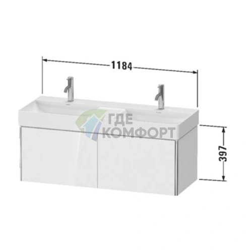 Подвесная тумба Duravit XSquare с двумя выдвижными ящиками, цвет Taupe SaM (XS406406060) - фото 2