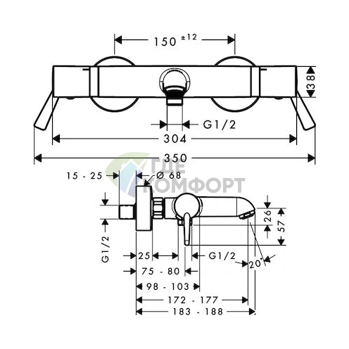 Термостат Hansgrohe Ecostat Comfort Care 13115000 для комфортного и безопасного душа - фото 2