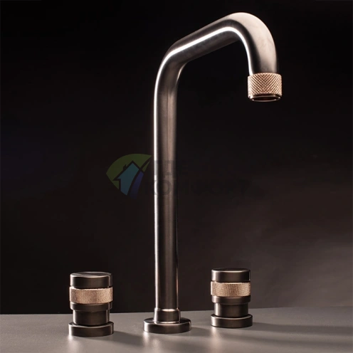 Смеситель для раковины Nicolazzi Khady высокий, 3 отв., цвет Black Nichel/Rose Gold (2438TCNKNRG21) - фото 1