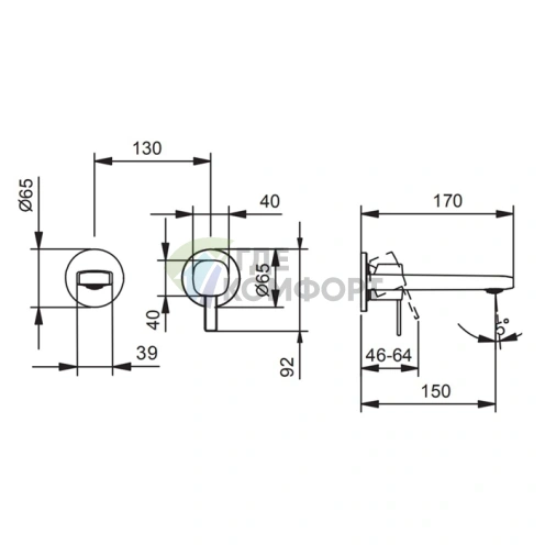 Смеситель для раковины Fantini Lame встраиваемый на 2 отверстия, хром (24 02 M109B) - фото 2
