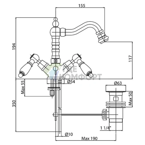 Смеситель для биде Cezares Diamond DIAMOND-BS2-01-Sw - фото 2