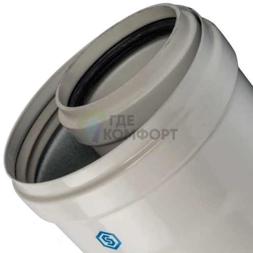 Элемент дымохода конденсационного Stout труба 1000 мм DN60/100 м/п PP-FE SCA-8610-001000 - фото 2