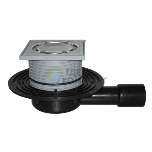 Трап HL90 с решеткой 115x115 мм и горизонтальным выпуском - фото 1