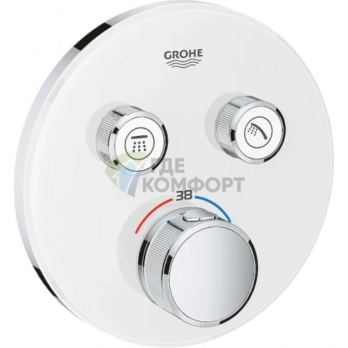 Термостат Grohe Grohtherm SmartControl 29151LS0: умный контроль температуры для ванны с душем в цвете Moon White - фото 1