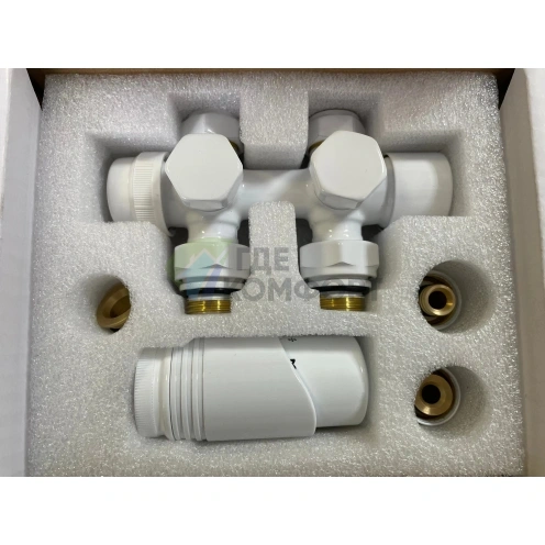 Узел нижнего подключения универсальный Delta Duo белый RAL 9016 с термоголовкой М30x1.5 - фото 7