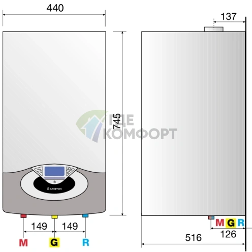 Газовый конденсационный настенный котел Ariston Genus Premium EVO HP 45KW фото 4