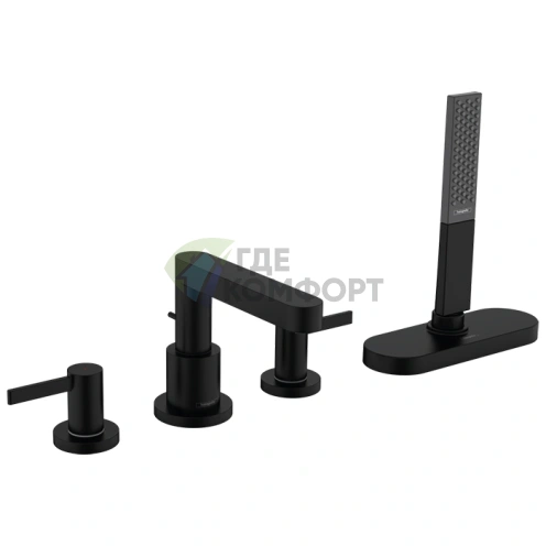 Смеситель для ванны Hansgrohe Finoris с ручным душем и системой sBox, матовый черный (76444670) - фото 1