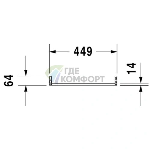 Полотенцесушитель Duravit Vero квадратный 449x14 мм, хром (30291000) - фото 2