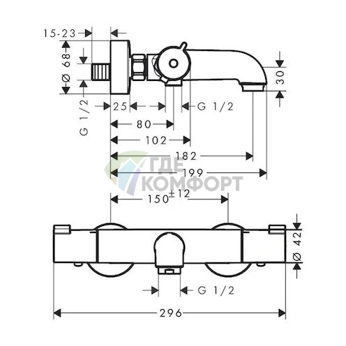 Термостат Hansgrohe Ecostat 1001 CL для ванны с душем фото 3