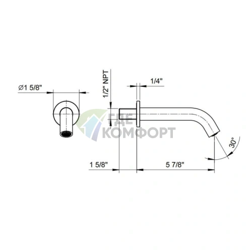 Настенный излив для ванны Fantini Nostromo в матовой натуральной стали (50 93 8432) - фото 2