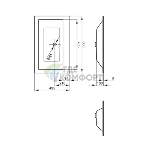 Пристенная подвесная раковина Bette Lux Loft Ornament 810x510x420 мм белая без отверстия под смеситель (A230-000 SWV4A) - фото 3