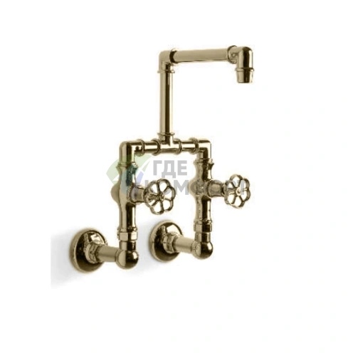 Настенный смеситель для раковины Kerasan Artwork на 2 отверстия, цвет Никель (756813) - фото 1