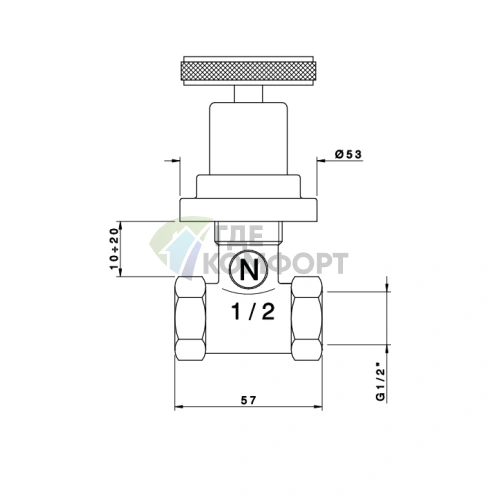 Вентиль запорный NICOLAZZI ARENA 1/2 хром (3312CR44) - фото 2