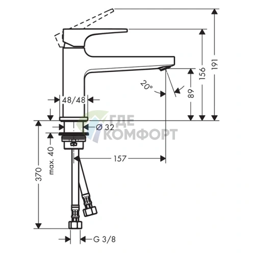 Смеситель для раковины Hansgrohe Metropol 100 с донным клапаном Push-open, хром (32502000) - фото 2