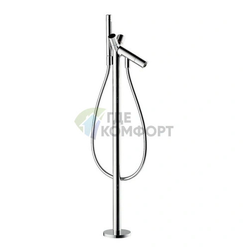 Напольный смеситель для ванны AX Starck с ручным душем и двумя рукоятками, хром (10458000) - фото 1