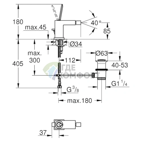 Смеситель для биде Grohe Eurocube Joy 23664000 - фото 2