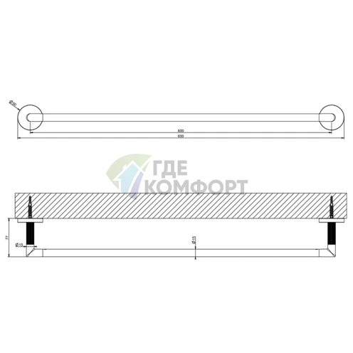 Полотенцедержатель Gessi Ingranaggio 60 см в цвете Finox Brushed Nickel (63903#149) - фото 2