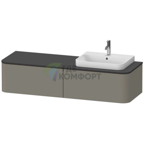 Подвесная тумба Duravit Happy D.2 Plus, 354x1600x550 мм, 2 ящика, цвет Stone Grey Satin Matt (HP4944R9292) - фото 1