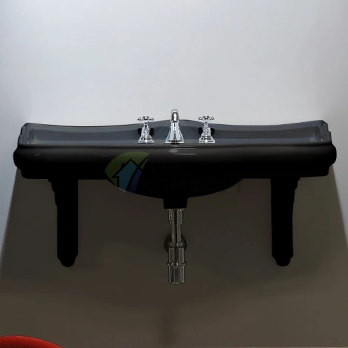 Раковина KERASAN Retro 100x54,5 см с 3 отверстиями, черный блестящий (105004 nero*3) - фото 1