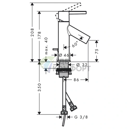 Смеситель для раковины AX Starck 80, золото сатин (10102250) - фото 2
