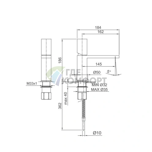 Смеситель Fantini Milano для раковины: матовая натуральная сталь (31 93 3003WF) - фото 2