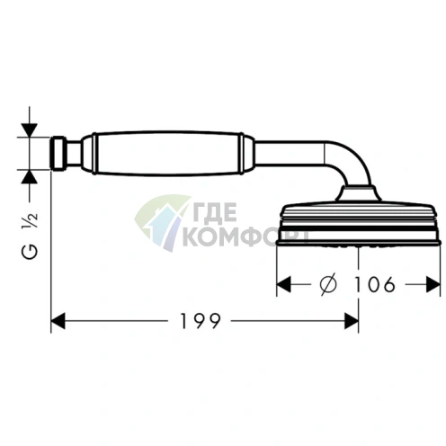 Ручной душ AX Montreux 100 мм с белой рукояткой в полированном золоте (16320990) - фото 2