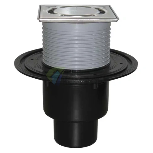 Трап HL310N.2-3000 с решеткой 115x115 мм-незамерзающим затвором и вертикальным выпуском DN50/75/110 - фото 1