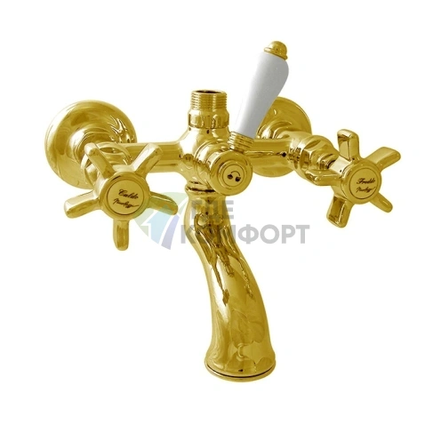 Двухвентильный смеситель для ванны Nicolazzi Dames Anglaises с золотым покрытием и переключателем душ/ванна (1400GB18) - фото 1