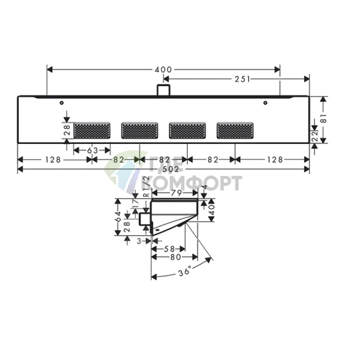 Душ боковой/верхний HG Rainfinity с полкой 502х81 мм, белый матовый (26243700) - фото 2
