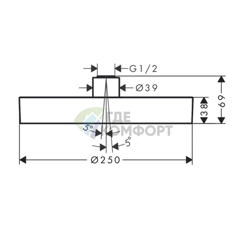 Премиальный верхний душ HG Rainfinity 250 с технологией 1jet в шлифованном черном хроме (26228340) - фото 2