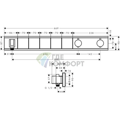 Термостат для душа Hansgrohe RainSelect на 5 источников, черный/хром (15358600) - фото 2