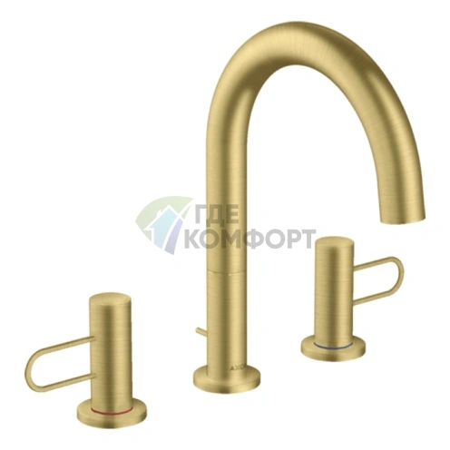 Смеситель для раковины AX Uno на 3 отверстия, 200 мм, цвет медь шлифованная (38054950) - фото 1