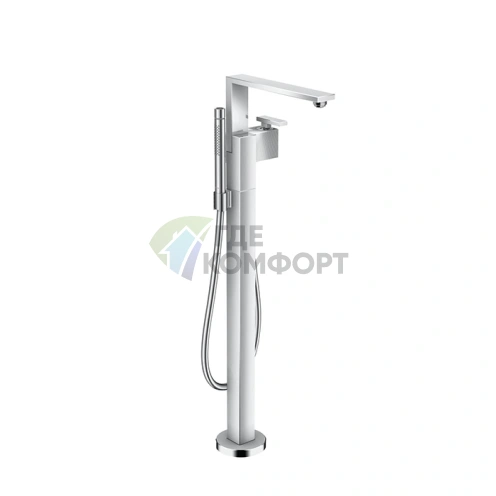 Напольный смеситель для ванны AX Edge с ручным душем и алмазной огранкой, хром (46441000) - фото 1