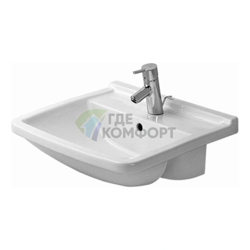 Полувстраиваемая раковина Duravit Starck III 55x46 см с переливом, белая (310550000) - фото 3