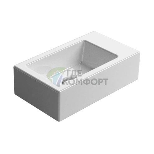 Раковина GSI Kube 40x23 см без перелива, белая, под смеситель - фото 3