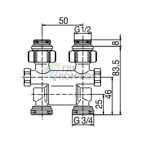 Узел нижнего подключения Oventrop Multiflex F ZB 1/2 AGx3/4 AG 1015781 поворотный - фото 2